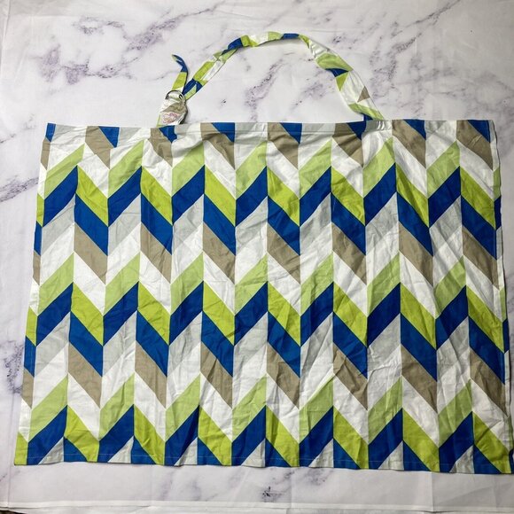 Udder Cover Nursing Mothers Breast Feeding Privacy Cover Green Blue Geometric h4 - Picture 1 of 3